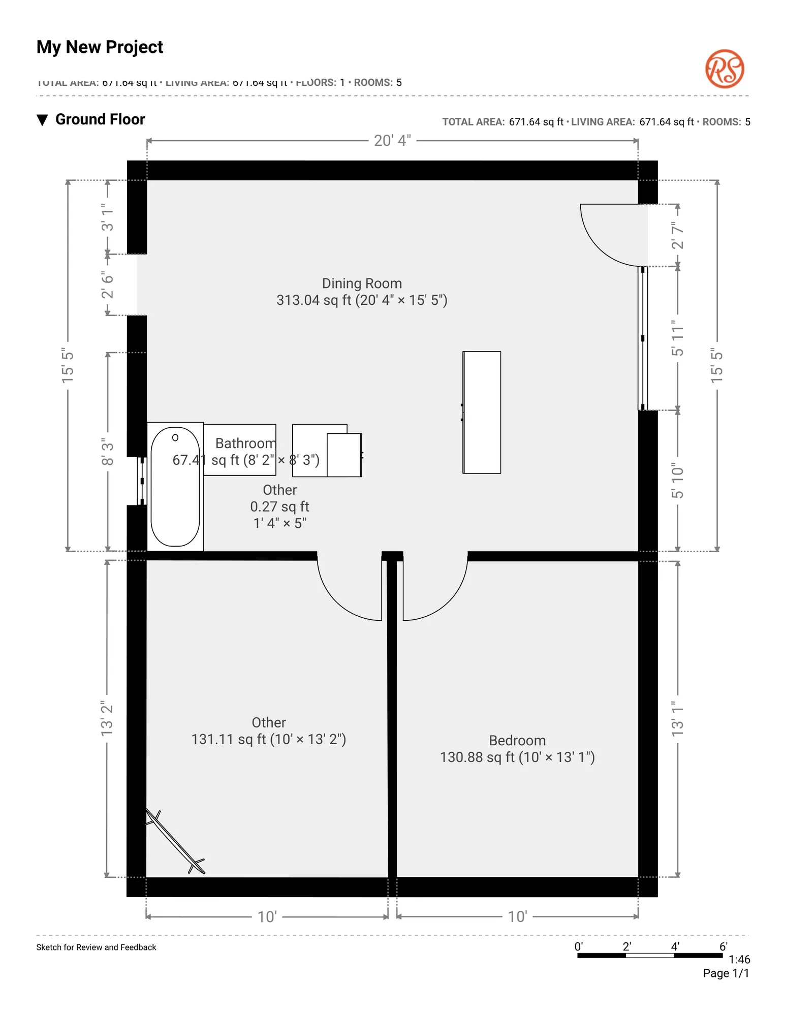 Before: early field-sketch floor plan concept